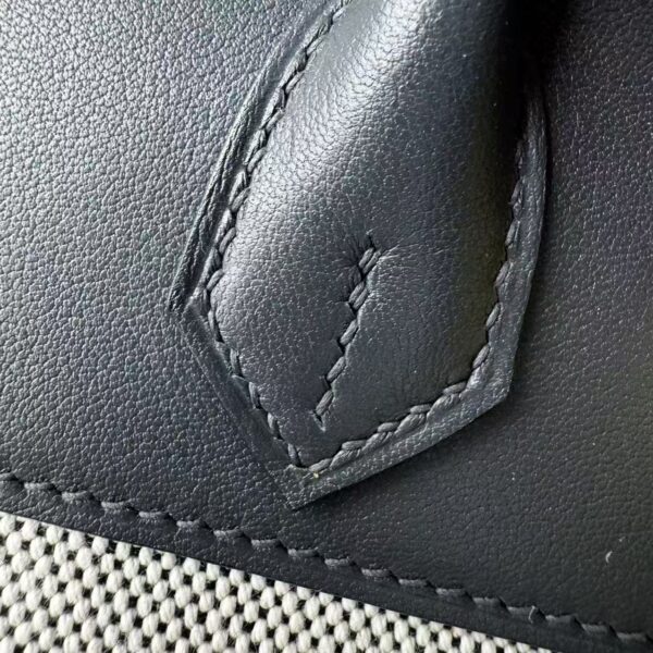 Birkin 25 Cargo Haze Grey Canvas & Swift Leather, Palladium Hardware Hand stitched  Saddle stitch