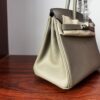 Birkin 25 Handcrafted Saddle stitch  Gris Neve Swift Leather with Palladium Hardware Palladium  Hardware Hand stitched authentic hand-sewn