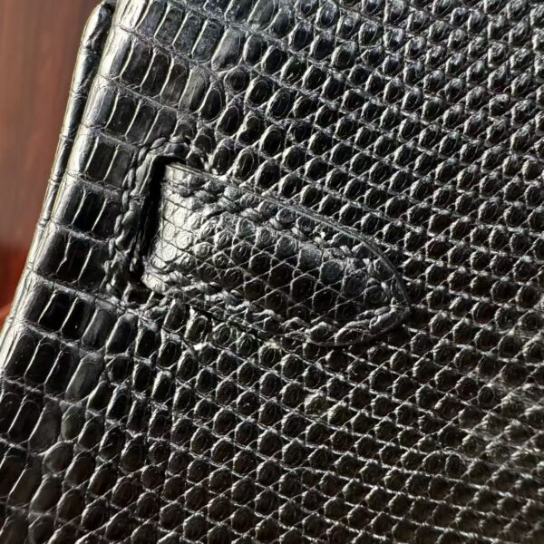 Birkin 25 Black Lizard Skin with Silver Hardware authentic hand-sewn sophisticated 6 Birkin 25 Black Lizard Skin with Silver Hardware authentic hand-sewn sophisticated