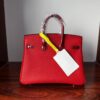 Birkin  25 Hand stitched Rouge Vif Touch Niloticus Crocodile Birkin 25 PHW  Handcrafted Saddle stitch authentic hand-sewn