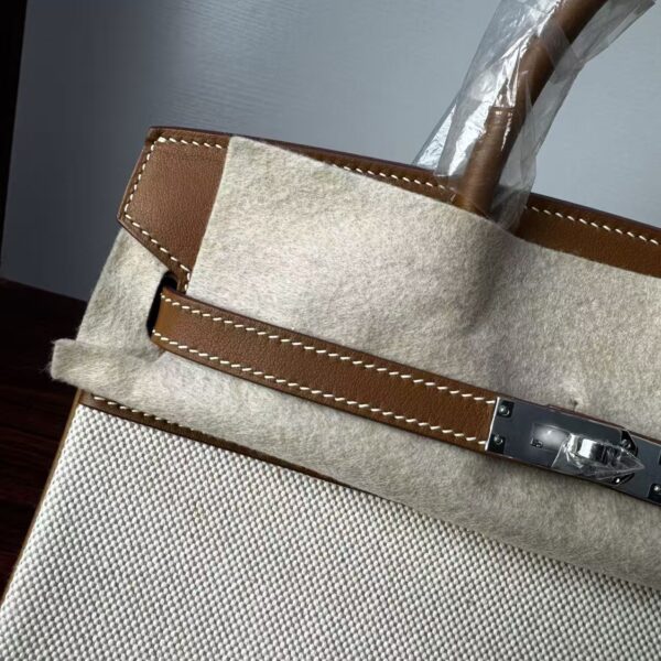 Birkin 25 Canvas & Togo Leather in Gold Brown with Silver Hardware 3 Birkin 25 Canvas & Togo Leather in Gold Brown with Silver Hardware