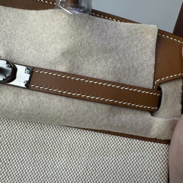 Birkin 25 Canvas & Togo Leather in Gold Brown with Silver Hardware 2 Birkin 25 Canvas & Togo Leather in Gold Brown with Silver Hardware