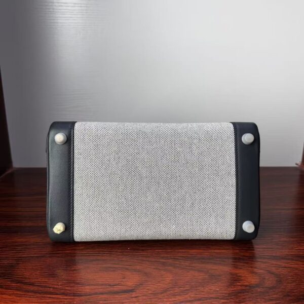 Birkin 25 Cargo Haze Grey Canvas & Swift Leather, Palladium Hardware Hand stitched  Saddle stitch