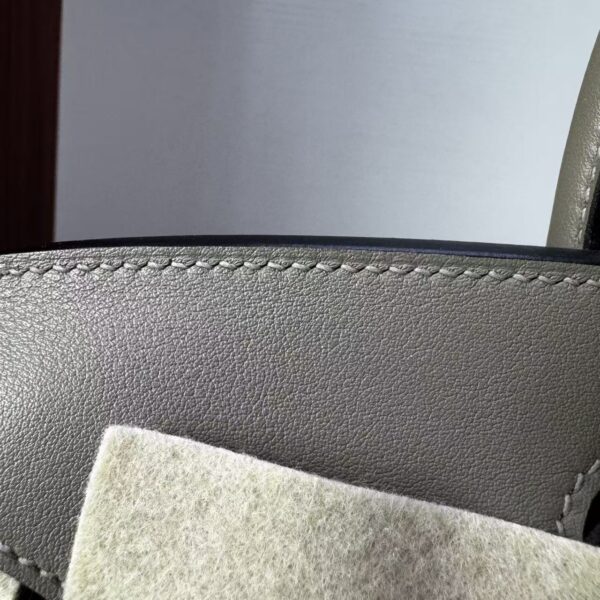 Birkin 25 Handcrafted Saddle stitch  Gris Neve Swift Leather with Palladium Hardware Palladium  Hardware Hand stitched authentic hand-sewn