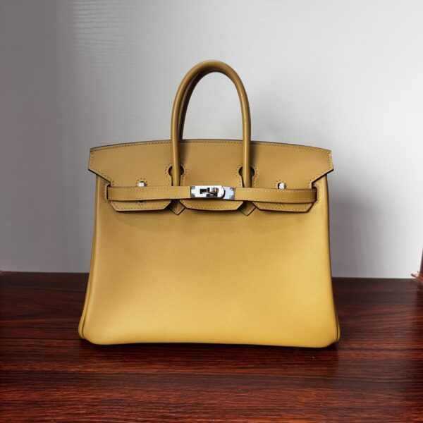 Birkin Handmade Women's Birkin-style Bag Biscuit-colored Swift leather Handmade women's handbag Saddle-stitch women's handbag Birkin 25cm