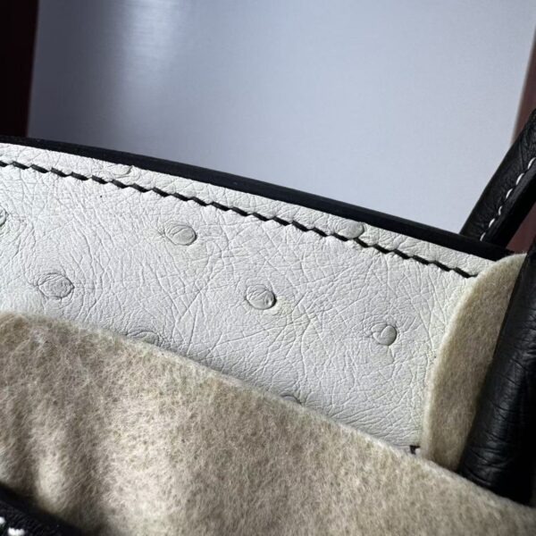 Birkin 25 Ostrich Black/White Silver Hardware authentic hand-sewn sophisticated