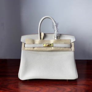 Birkin 25  Saddle stitch authentic hand-sewn Craie Togo Gold Hardware Hand stitched Handcrafted