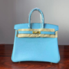 Birkin 25  Bleu Celeste 7N Swift Gold Hardware authentic hand-sewn  Saddle stitch  Handcrafted Hand stitched