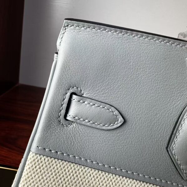 Birkin 25 Glacier Blue Canvas & Leather, Silver Hardware Handcrafted sophisticated 4 Birkin 25 Glacier Blue Canvas & Leather, Silver Hardware Handcrafted sophisticated