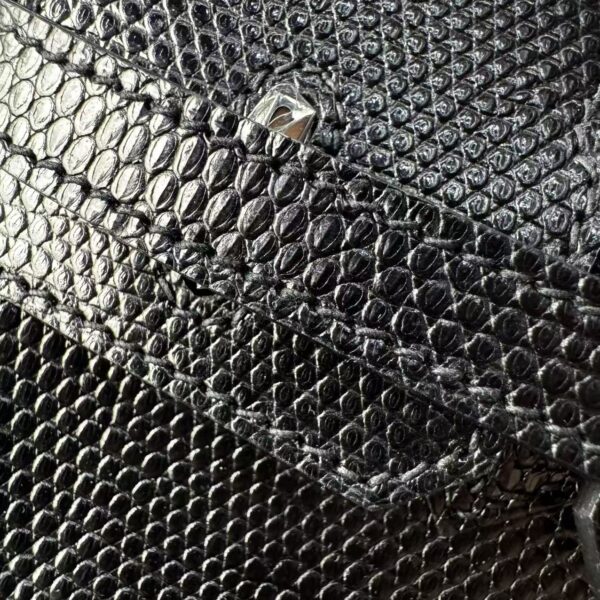 Birkin 25 Black Lizard Skin with Silver Hardware authentic hand-sewn sophisticated 7 Birkin 25 Black Lizard Skin with Silver Hardware authentic hand-sewn sophisticated