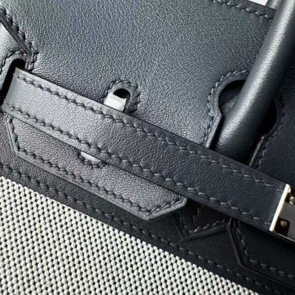Birkin 25 Cargo Haze Grey Canvas & Swift Leather, Palladium Hardware Hand stitched  Saddle stitch