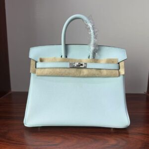 Birkin 25 Hand stitched  Handcrafted authentic hand-sewn Vert Fizz Swift Leather with Palladium Hardware Palladium  Hardware authentic hand-sewn