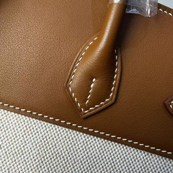 Birkin 25 Canvas & Togo Leather in Gold Brown with Silver Hardware 7 Birkin 25 Canvas & Togo Leather in Gold Brown with Silver Hardware