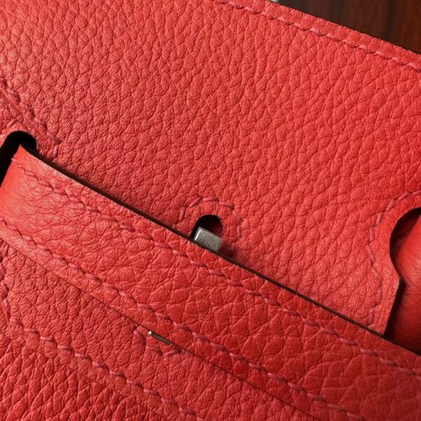 Birkin 25 Handcrafted Togo Leather in Ferrari Red with Silver Hardware Hand stitched Saddle stitch authentic hand-sewn sophisticated 6 Birkin 25 Handcrafted Togo Leather in Ferrari Red with Silver Hardware Hand stitched Saddle stitch authentic hand-sewn sophisticated