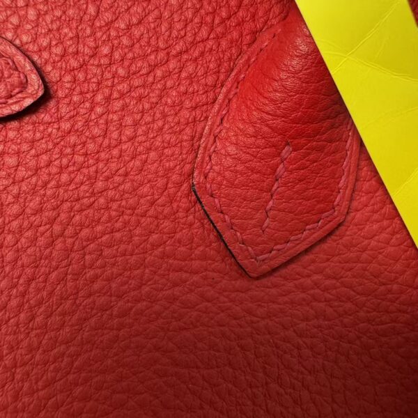 Birkin 25 Handcrafted Togo Leather in Ferrari Red with Silver Hardware Hand stitched Saddle stitch authentic hand-sewn sophisticated 8 Birkin 25 Handcrafted Togo Leather in Ferrari Red with Silver Hardware Hand stitched Saddle stitch authentic hand-sewn sophisticated