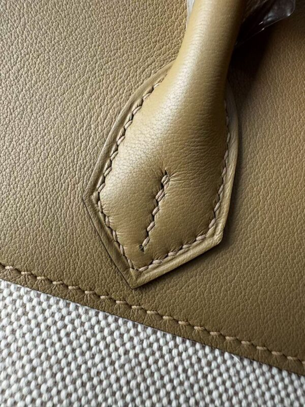 Birkin 25 Biscuit Canvas & Leather Gold Hardware authentic hand-sewn 8 Birkin 25 Biscuit Canvas & Leather Gold Hardware authentic hand-sewn