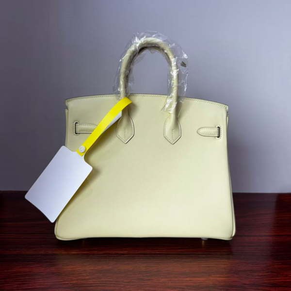 Birkin 25 Bleu Lin Swift Gold Hardware Jaune Milton Handmade women's handbag 10 Birkin 25 Bleu Lin Swift Gold Hardware Jaune Milton Handmade women's handbag