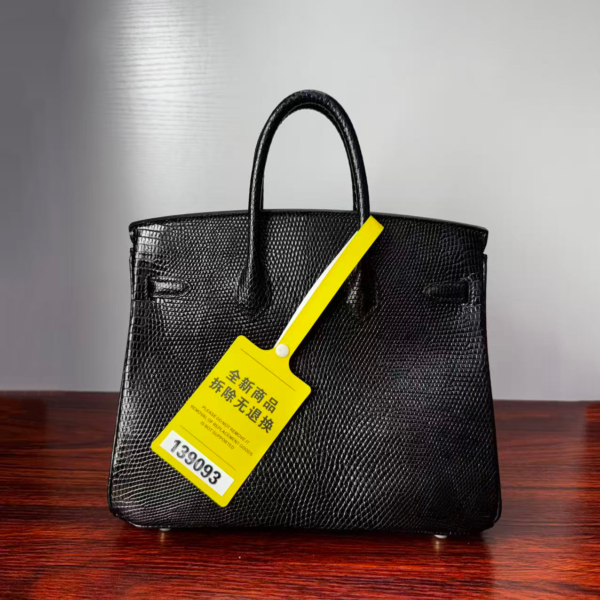 Birkin 25 Black Lizard Skin with Silver Hardware authentic hand-sewn sophisticated 8 Birkin 25 Black Lizard Skin with Silver Hardware authentic hand-sewn sophisticated