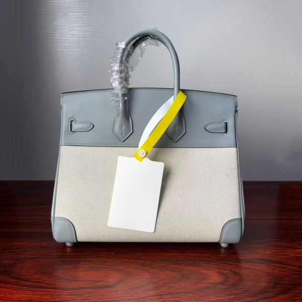Birkin 25 Glacier Blue Canvas & Leather, Silver Hardware Handcrafted sophisticated 5 Birkin 25 Glacier Blue Canvas & Leather, Silver Hardware Handcrafted sophisticated