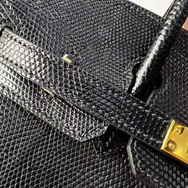 Birkin 25 Black Lizard Skin with Gold Hardware authentic hand-sewn