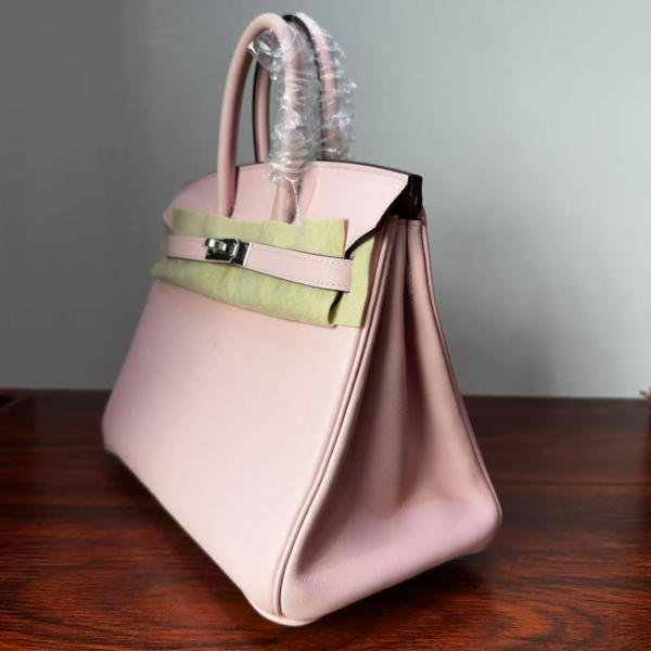 Birkin 25cm Rose Sakura Swift Palladium Hardware Biscuit-colored Swift leather Handmade women's handbag Hand stitched 4 Birkin 25cm Rose Sakura Swift Palladium Hardware Biscuit-colored Swift leather Handmade women's handbag Hand stitched