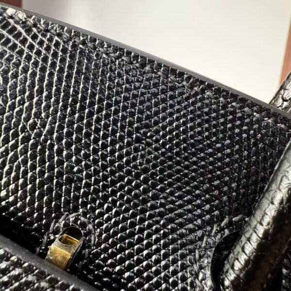 Birkin 25 Black Lizard Skin with Gold Hardware authentic hand-sewn