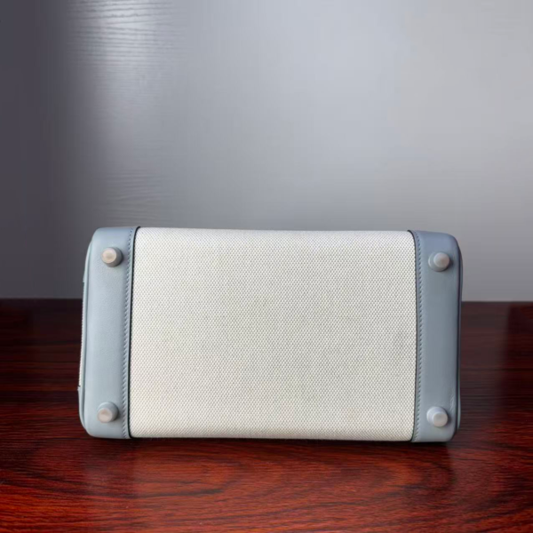 Birkin 25 Glacier Blue Canvas & Leather, Silver Hardware Handcrafted sophisticated 6 Birkin 25 Glacier Blue Canvas & Leather, Silver Hardware Handcrafted sophisticated