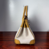 Birkin 25 Canvas & Leather, Biscuit Color, Silver Hardware Hardware Saddle stitch sophisticated