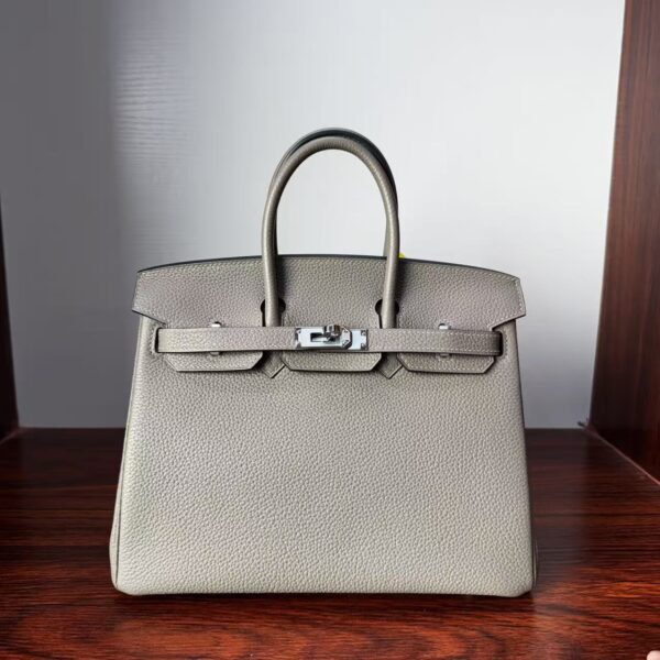 Birkin 25 Hand stitched Handcrafted Gris Asphalte Togo Palladium Hardware Saddle stitch authentic hand-sewn 1 Birkin 25 Hand stitched Handcrafted Gris Asphalte Togo Palladium Hardware Saddle stitch authentic hand-sewn