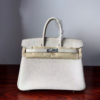 Birkin 25 authentic hand-sewn Touch: Glacier White Crocodile/Togo Mix, Silver Hardware Handcrafted sophisticated 10 Birkin 25 authentic hand-sewn Touch: Glacier White Crocodile/Togo Mix, Silver Hardware Handcrafted sophisticated