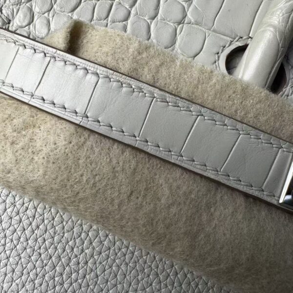 Birkin 25 authentic hand-sewn Touch: Glacier White Crocodile/Togo Mix, Silver Hardware Handcrafted sophisticated 5 Birkin 25 authentic hand-sewn Touch: Glacier White Crocodile/Togo Mix, Silver Hardware Handcrafted sophisticated