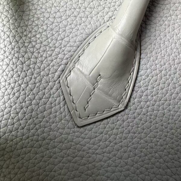 Birkin 25 authentic hand-sewn Touch: Glacier White Crocodile/Togo Mix, Silver Hardware Handcrafted sophisticated 6 Birkin 25 authentic hand-sewn Touch: Glacier White Crocodile/Togo Mix, Silver Hardware Handcrafted sophisticated