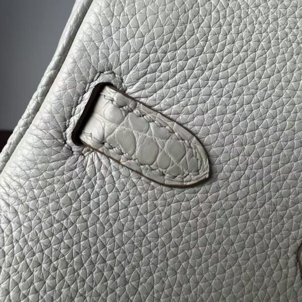 Birkin 25 authentic hand-sewn Touch: Glacier White Crocodile/Togo Mix, Silver Hardware Handcrafted sophisticated 7 Birkin 25 authentic hand-sewn Touch: Glacier White Crocodile/Togo Mix, Silver Hardware Handcrafted sophisticated