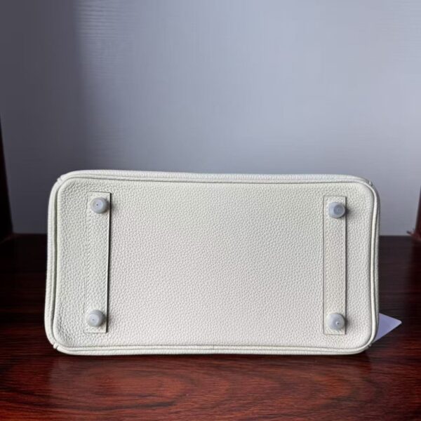 Birkin 25  Saddle stitch authentic hand-sewn Togo Leather in Milkshake White with Silver Hardware Hand stitched Handcrafted Birkin 25  Saddle stitch
