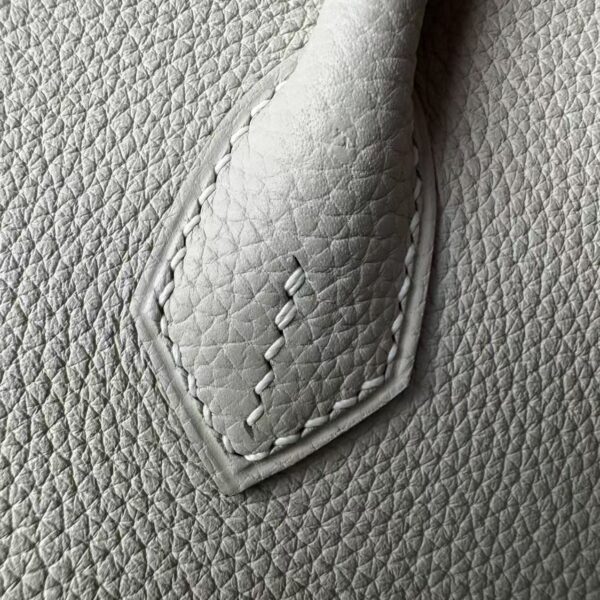 Birkin 25  Saddle stitch authentic hand-sewn Togo Leather in Milkshake White with Silver Hardware Hand stitched Handcrafted Birkin 25  Saddle stitch