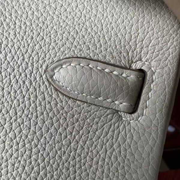 Birkin 25  Saddle stitch authentic hand-sewn Togo Leather in Milkshake White with Silver Hardware Hand stitched Handcrafted Birkin 25  Saddle stitch