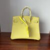 Birkin 25  Swift Palladium Hardware Jaune Poussin Biscuit-colored Swift leather Handmade women's handbag