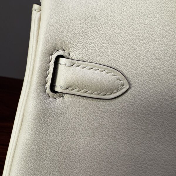 Birkin 25 NATE Swift Palladium Hardware Biscuit-colored Swift leather Handmade women's handbag