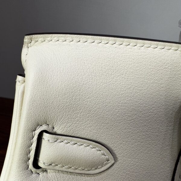 Birkin 25 NATE Swift Palladium Hardware Biscuit-colored Swift leather Handmade women's handbag