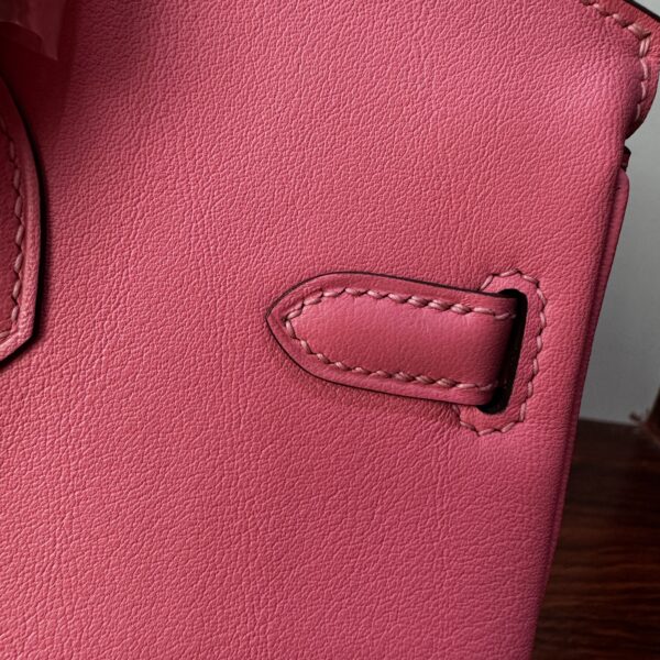 Birkin Biscuit-colored Swift leather Handmade women's handbag Birkin 25cm Rose Confetti