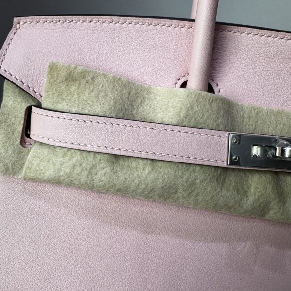 Birkin 25cm Rose Sakura Swift Palladium Hardware Biscuit-colored Swift leather Handmade women's handbag Hand stitched 5 Birkin 25cm Rose Sakura Swift Palladium Hardware Biscuit-colored Swift leather Handmade women's handbag Hand stitched