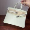 Birkin 25 Hand stitched Bubblegum Pink Swift Leather Palladium Hardware Vert Fizz  authentic hand-sewn Saddle stitch Handcrafted