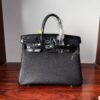Birkin25 Saddle stitch Hand stitched Black Porosus Crocodile Silver Hardware authentic hand-sewn Handcrafted