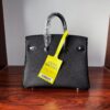 Birkin25 Saddle stitch Hand stitched Black Porosus Crocodile Silver Hardware authentic hand-sewn Handcrafted