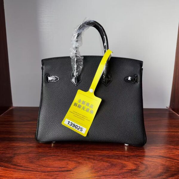 Birkin25 Saddle stitch Hand stitched Black Porosus Crocodile Silver Hardware authentic hand-sewn Handcrafted