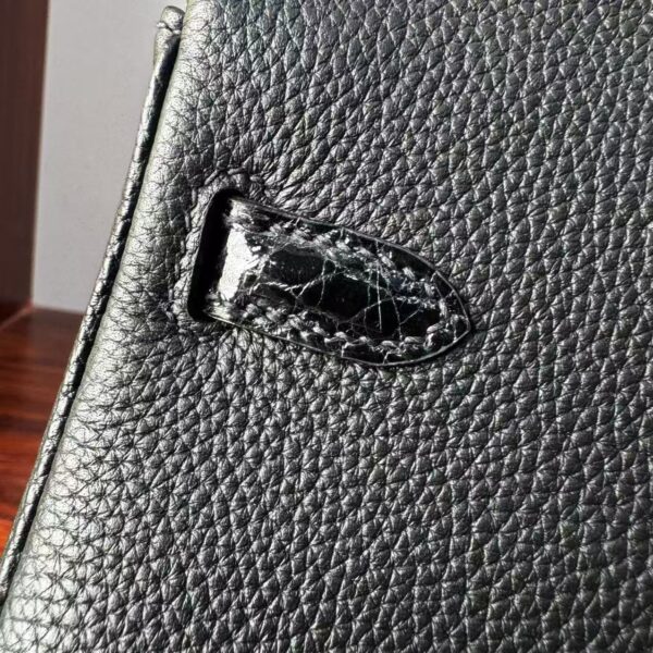 Birkin25 Saddle stitch Hand stitched Black Porosus Crocodile Silver Hardware authentic hand-sewn Handcrafted