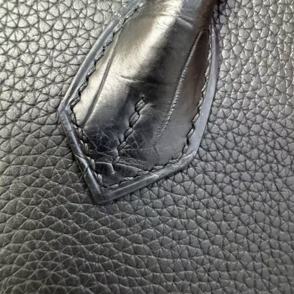 Birkin25 Handcrafted Saddle stitch Matte Black Porosus Crocodile Silver Hardware Hand stitched authentic hand-sewn sophisticated