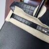 Birkin25 Handcrafted Saddle stitch Matte Black Porosus Crocodile Silver Hardware Hand stitched authentic hand-sewn sophisticated