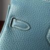 Birkin 25 Handcrafted  Saddle stitch Togo Leather in Denim Blue with Silver Hardware Hand stitched authentic hand-sewn