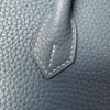 Birkin 25 Handcrafted  Saddle stitch Togo Leather in Denim Blue with Silver Hardware Hand stitched authentic hand-sewn